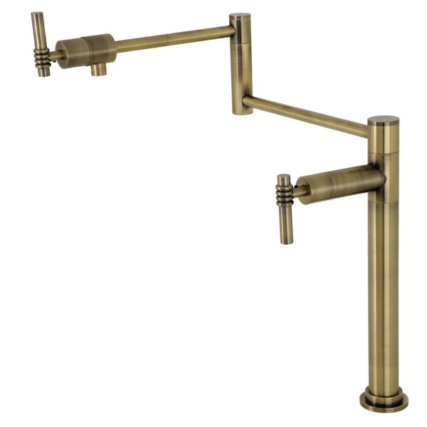 Deck Mount Pot Filler, Antique Brass